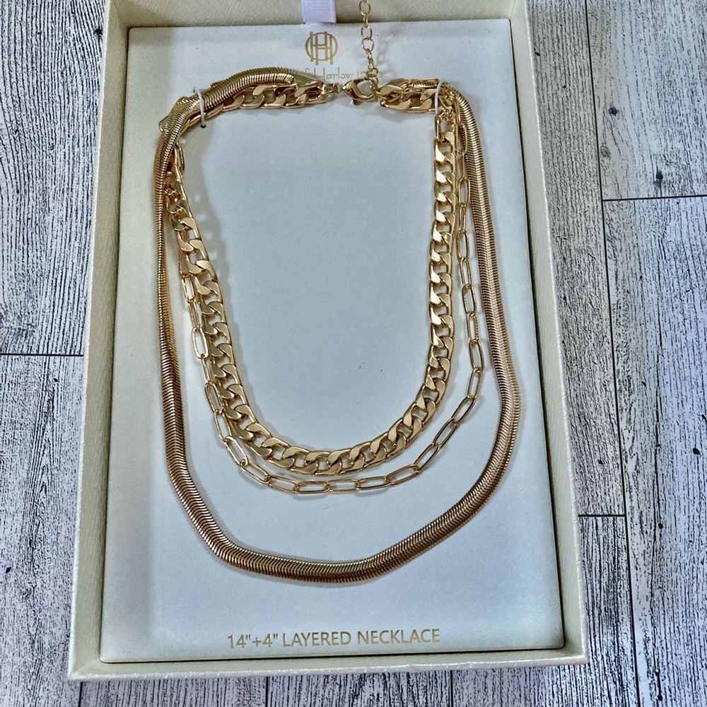 House of Harlow 1960 multi layer chain necklace